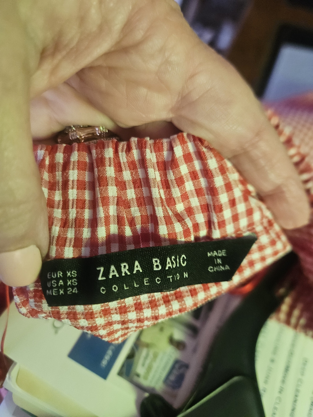 Zara Red and White Gingham Crop Top